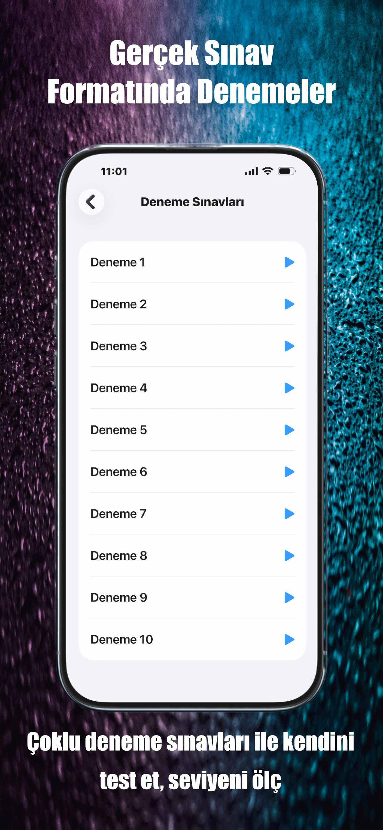 Deneme sınavı ekranı